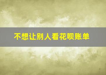 不想让别人看花呗账单