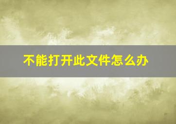 不能打开此文件怎么办