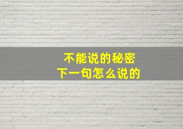 不能说的秘密下一句怎么说的