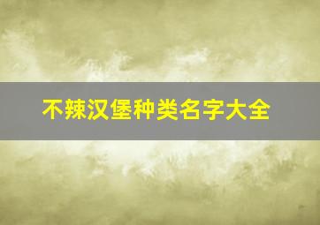 不辣汉堡种类名字大全