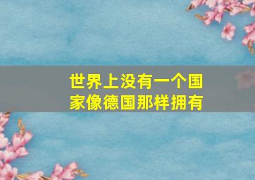 世界上没有一个国家像德国那样拥有