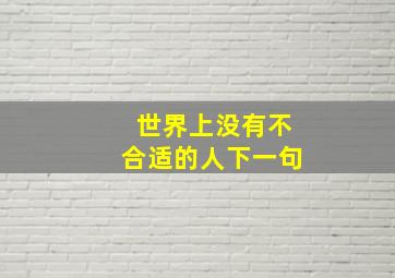 世界上没有不合适的人下一句