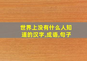 世界上没有什么人知道的汉字,成语,句子