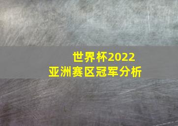 世界杯2022亚洲赛区冠军分析