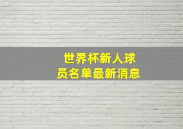 世界杯新人球员名单最新消息