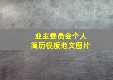 业主委员会个人简历模板范文图片