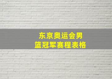 东京奥运会男篮冠军赛程表格