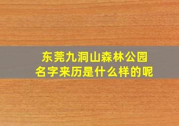 东莞九洞山森林公园名字来历是什么样的呢