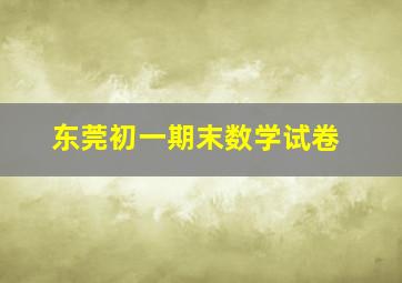 东莞初一期末数学试卷