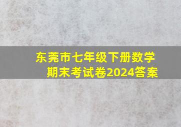 东莞市七年级下册数学期末考试卷2024答案