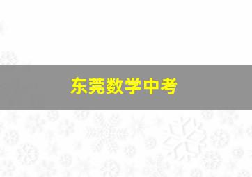 东莞数学中考