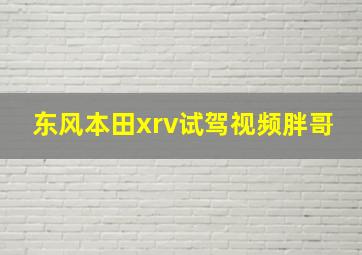 东风本田xrv试驾视频胖哥