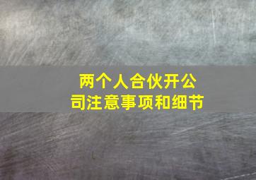 两个人合伙开公司注意事项和细节