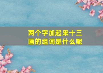 两个字加起来十三画的组词是什么呢