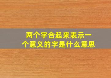 两个字合起来表示一个意义的字是什么意思