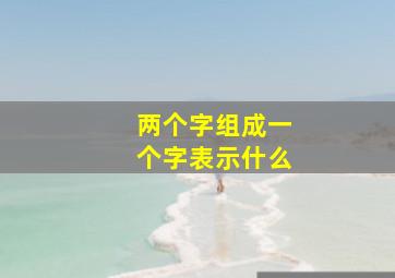 两个字组成一个字表示什么