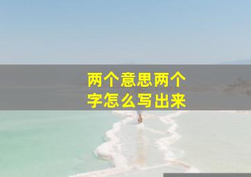 两个意思两个字怎么写出来