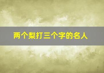 两个梨打三个字的名人