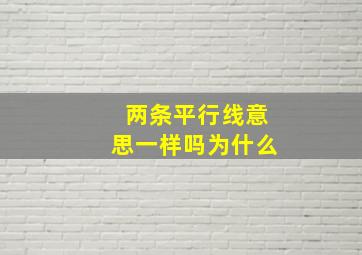 两条平行线意思一样吗为什么