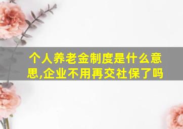 个人养老金制度是什么意思,企业不用再交社保了吗