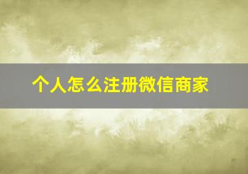 个人怎么注册微信商家