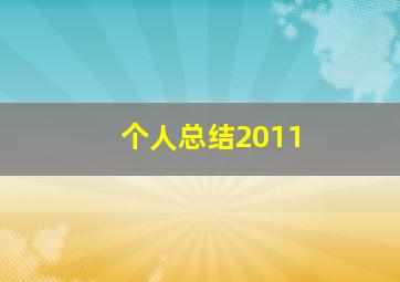 个人总结2011