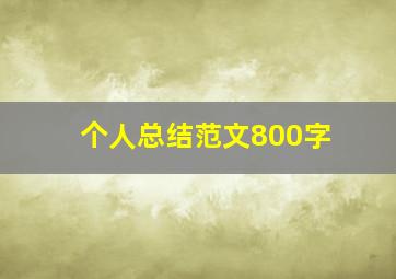 个人总结范文800字