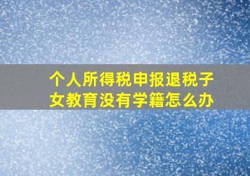 个人所得税申报退税子女教育没有学籍怎么办