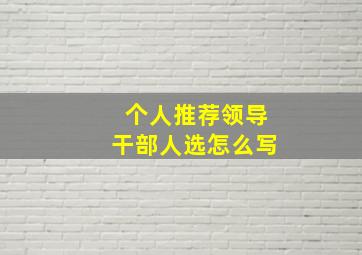 个人推荐领导干部人选怎么写