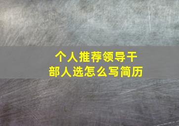 个人推荐领导干部人选怎么写简历