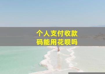 个人支付收款码能用花呗吗