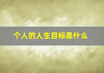 个人的人生目标是什么