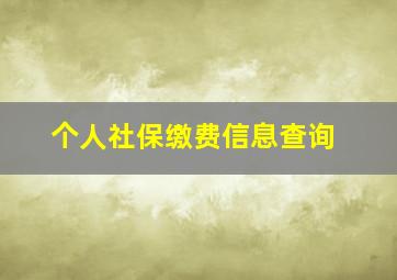 个人社保缴费信息查询