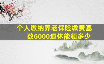 个人缴纳养老保险缴费基数6000退休能领多少