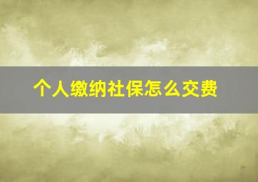 个人缴纳社保怎么交费