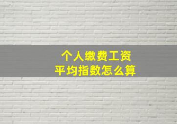 个人缴费工资平均指数怎么算