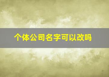 个体公司名字可以改吗