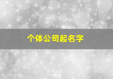 个体公司起名字