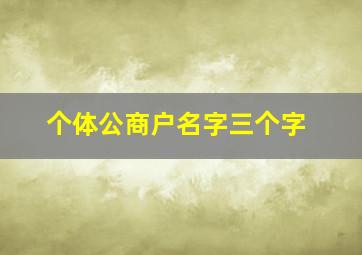 个体公商户名字三个字