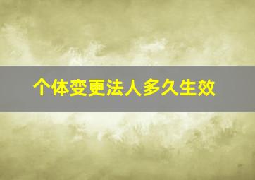 个体变更法人多久生效