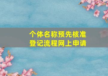 个体名称预先核准登记流程网上申请