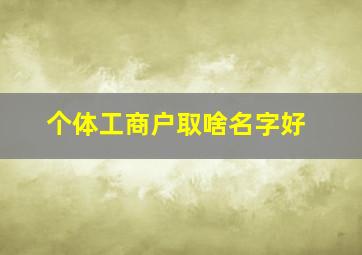 个体工商户取啥名字好