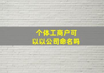 个体工商户可以以公司命名吗