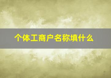 个体工商户名称填什么