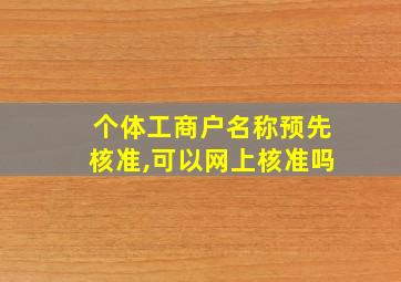 个体工商户名称预先核准,可以网上核准吗