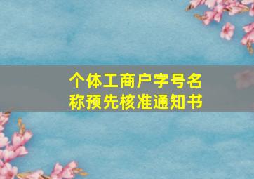 个体工商户字号名称预先核准通知书