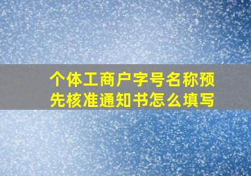 个体工商户字号名称预先核准通知书怎么填写