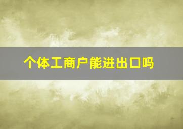 个体工商户能进出口吗