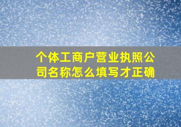 个体工商户营业执照公司名称怎么填写才正确