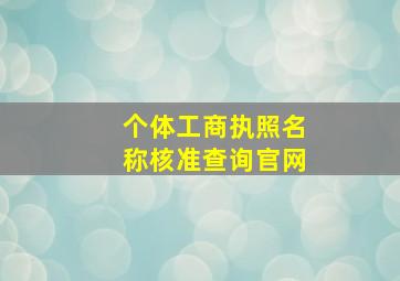 个体工商执照名称核准查询官网